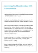 Criminology Final Exam Questions With Correct Answers