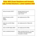 Peds&colon; NICU Exam Questions and Answers&NewLine;with Verified Solutions &vert; Latest Updated 2026