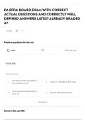 PA EFDA BOARD EXAM WITH CORRECT ACTUAL QUESTIONS AND CORRECTLY WELL DEFINED ANSWERS LATEST ALREADY GRADED A&plus;