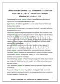 DEVELOPMENT PSYCHOLOGY &vert;COMPLETE STUDY GUIDE&NewLine;WITH 100&percnt; ACCURATE QUESTIONS &ANSWERS&period;&NewLine;EXCELLENCE GUARANTEED&period;