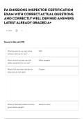 PA EMISSIONS INSPECTOR CERTIFICATION EXAM WITH CORRECT ACTUAL QUESTIONS AND CORRECTLY WELL DEFINED ANSWERS LATEST ALREADY GRADED A&plus;