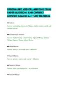 OPHTHALMIC MEDICAL ASSISTING FINAL &NewLine;PAPER QUESTIONS AND CORRECT &NewLine;ANSWERS GRADED A&plus; STUDY MATERIAL 