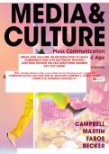 MEDIA AND CULTURE AN INTRODUCTION TO MASS&NewLine;COMMUNICATION 14TH EDITION BY RICHARD&NewLine;CERTIFIED REVIEW SOLVED QUESTIONS ANSWER&NewLine;KEY TEST BANK