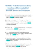 WGU C211 OA Global Economics Exam &NewLine;Questions and Answers Updated &NewLine;2026&sol;2027 Version &vert; Verified Answers