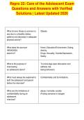 Repro 22&colon; Care of the Adolescent Exam&NewLine;Questions and Answers with Verified&NewLine;Solutions &vert; Latest Updated 2026