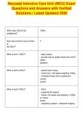 Neonatal Intensive Care Unit &lpar;NICU&rpar; Exam&NewLine;Questions and Answers with Verified&NewLine;Solutions &vert; Latest Updated 2026
