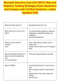 Neonatal Intensive Care Unit &lpar;NICU&rpar; Role and&NewLine;Pediatric Feeding Strategies Exam Questions&NewLine;and Answers with Verified Solutions &vert; Latest&NewLine;Updated 2026