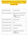 Neonatal Intensive Care Unit Exam Questions&NewLine;and Answers with Verified Solutions &vert; Latest&NewLine;Updated 2026