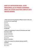 AAERT CET CERTIFICATION EXAM - COURT PROCEEDINGS&comma; LIST OF PHRASES & MEANINGS ARREST OR CUSTODY QUESTIONS COMPLETE WITH VERIFIED ANSWERS