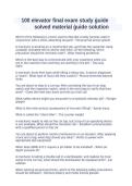 100 Elevator Final Exam Study Guide Solved Material Guide Solution &vert; Latest Updated Questions and Answers