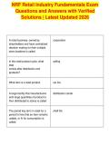 NRF Retail Industry Fundamentals Exam&NewLine;Questions and Answers with Verified&NewLine;Solutions &vert; Latest Updated 2026