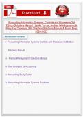 Accounting Information Systems&colon; Controls and Processes 3rd Edition Solutions Manual &vert; Leslie Turner&comma; Andrea Weickgenannt & Mary Kay Copeland &vert; All Chapters Solutions Manual & Exam Prep 2026&ndash;2027