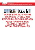 NY CERTIFICATION&NewLine;EVALUATION QUESTIONS CORRECT ANSWERS&NewLine;MONEY BANKING AND THE FINANCIAL SYSTEM&NewLine;4TH EDITION BY GLENN HUBBARD ANTHONY&NewLine;ACTUAL QUESTIONS EXPERT VERIFIED&NewLine;SOLUTIONS TEST BANK&NewLine;MONEY BANKING AND THE&NewLine;FINANCIAL SYSTEM 4TH&NewLine;EDITION BY GLENN HUBB