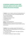 ATI MATERNAL NEWBORN NURSING EXAM QUESTIONS COMPLETE WITH 100&percnt; CORRECT ANSWERS AND DETAILED RATIONALE
