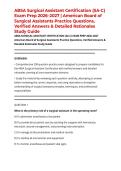 ABSA Surgical Assistant Certification &lpar;SA-C&rpar; Exam Prep 2026&ndash;2027 &vert; American Board of Surgical Assistants Practice Questions&comma; Verified Answers & Detailed Rationales Study Guide