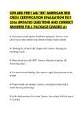 CPR AED FIRST AID TEST AMERICAN RED CROSS CERTIFICATION EVALUATION TEST 2026 UPDATED QUESTIONS AND CORRECT ANSWERS FULL PACKAGE GRADED A&plus;&period;pdf&NewLine;&NewLine;