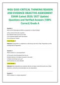 WGU D265 CRITICAL THINKING REASON AND EVIDENCE OBJECTIVE ASSESSMENT EXAM &lpar;Latest 2026&sol; 2027 Update&rpar; Questions and Verified Answers &vert;100&percnt; Correct&vert; Grade A