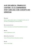 ALHS 1090 MEDICAL TERMINOLOGY&NewLine;CHAPTERS 1 TO 15 EXAM PREPARATION&NewLine;GUIDE 2026 KEY TERMS AND&NewLine;BREAKDOWNS&NewLine;