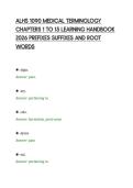 ALHS 1090 MEDICAL TERMINOLOGY&NewLine;CHAPTERS 1 TO 15 LEARNING HANDBOOK&NewLine;2026 PREFIXES SUFFIXES AND ROOT&NewLine;WORDS