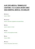 ALHS 1090 MEDICAL TERMINOLOGY&NewLine;CHAPTERS 1 TO 15 QUICK REVIEW SHEET&NewLine;2026 ESSENTIAL MEDICAL VOCABULARY