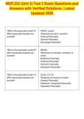 NUR 223 &lpar;Unit 3&rpar; Test 3 Exam Questions and&NewLine;Answers with Verified Solutions &vert; Latest&NewLine;Updated 2026