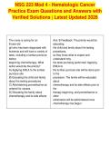 NSG 223 Mod 4 - Hematologic Cancer&NewLine;Practice Exam Questions and Answers with&NewLine;Verified Solutions &vert; Latest Updated 2026