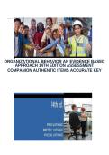 ORGANIZATIONAL BEHAVIOR AN EVIDENCE BASED&NewLine;APPROACH 14TH EDITION ASSESSMENT&NewLine;COMPANION AUTHENTIC ITEMS ACCURATE KEY