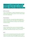 PERSONALITY PSYCHOLOGY EXAM SCRIPT &NewLine;COMPLETE QUESTIONS AND CORRECT &NewLine;ANSWERS LEARNING RESOURCE