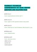 PHARMACY TECHNICIAN &NewLine;COMPREHENSIVE TEST BANK VERIFIED &NewLine;QUESTIONS AND SOLUTIONS PACK
