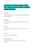 PHARMACY TECHNICIAN FINAL PAPER &NewLine;FULL QUESTIONS AND CORRECT ANSWERS &NewLine;REVIEW MATERIAL 