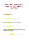 MEDICATION AIDE STATE TEST&NewLine;QUESTIONS WITH CORRECT&NewLine;SOLUTIONS&NewLine;