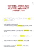 DUBAI RERA BROKER EXAM&NewLine;QUESTIONS AND CORRECT&NewLine;ANSWERS 2026