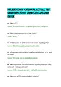 PHLEBOTOMY NATIONAL ACTUAL TEST &NewLine;QUESTIONS WITH COMPLETE ANSWER &NewLine;GUIDE 