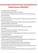 Lord of the Flies Final Exam Review with Questions and Revised Answers 2026&sol;22027