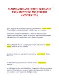 ALABAMA LIFE AND HEALTH INSURANCE&NewLine;EXAM QUESTIONS AND VERIFIED&NewLine;ANSWERS 2026&NewLine;