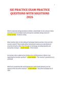 SIE PRACTICE EXAM PRACTICE&NewLine;QUESTIONS WITH SOLUTIONS&NewLine;2026&NewLine;
