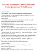 Lord of the Flies Chapters 5-8 Review 2026&sol;2027 Practice Questions and Verified Answers 