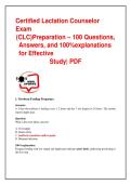 Certified Lactation Counselor &NewLine;Exam  &NewLine;&lpar;CLC&rpar;Preparation &ndash; 100 Questions&comma;  &NewLine;Answers&comma; and 100&percnt;explanations &NewLine;for Effective  &NewLine;Study&vert; PDF