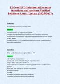 12-Lead ECG Interpretation exam&NewLine;Questions and Answers Verified&NewLine;Solutions Latest Update &lpar;2026&sol;2027&rpar;