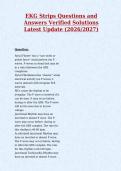 EKG Strips Questions and&NewLine;Answers Verified Solutions&NewLine;Latest Update &lpar;2026&sol;2027&rpar;