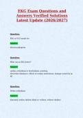 EKG Exam Questions and&NewLine;Answers Verified Solutions&NewLine;Latest Update &lpar;2026&sol;2027&rpar;