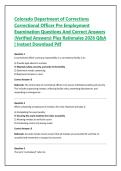 Colorado Department of Corrections Correctional Officer Pre Employment Examination Questions And Correct Answers &lpar;Verified Answers&rpar; Plus Rationales 2026 Q&A &vert; Instant Download Pdf