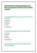 TEXES SCIENCE OF TEACHING READING &lpar;293&rpar; - PRACTICE QUESTIONS COMPLETE WITH VERIFIED ANSWERS