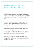 Sociology 100 Exam 1 &lpar;Ch&period; 1-5&rpar; Questions With Correct Answers 