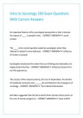 Intro to Sociology 100 Exam Questions With Correct Answers
