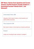 EBP Week 1 Review Exam Questions And Correct &NewLine;Answers &lpar;Verified Answers&rpar; Already Graded A&plus; &vert; &NewLine;Guaranteed Success&excl;&excl; Newest Exam &vert; Just &NewLine;Released&excl;&excl;  