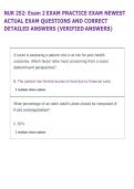 NUR 252&colon; Exam 2 EXAM PRACTICE EXAM NEWEST &NewLine;ACTUAL EXAM QUESTIONS AND CORRECT &NewLine;DETAILED ANSWERS &lpar;VERIFIED ANSWERS