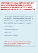APEA PREDICTOR EXAM TEST BANK 2026-2027 &vert; &NewLine;COMPLETE OVERVIEW VERSION &vert; VERIFIED &NewLine;QUESTIONS & ANSWERS &vert; LATEST UPDATED &NewLine;REVIEW &vert; NP CERTIFICATION EXAM PREP GUIDE