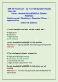 A&P 102 Final Exam &ndash; Ivy Tech 150-Question Practice &NewLine;Exam with  &NewLine;Correct -detailed100&percnt;ANSWERs & Detailed &NewLine;Rationales  &NewLine;&lpar;Cardiovascular &bull; Respiratory &bull; Digestive &bull; Urinary &bull; &NewLine;Reproductive &bull;  &NewLine;Endocrine Systems&rpar;