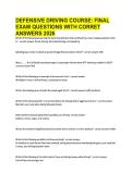 DEFENSIVE DRIVING COURSE- FINAL EXAM QUESTIONS WITH CORRET ANSWERS 2026